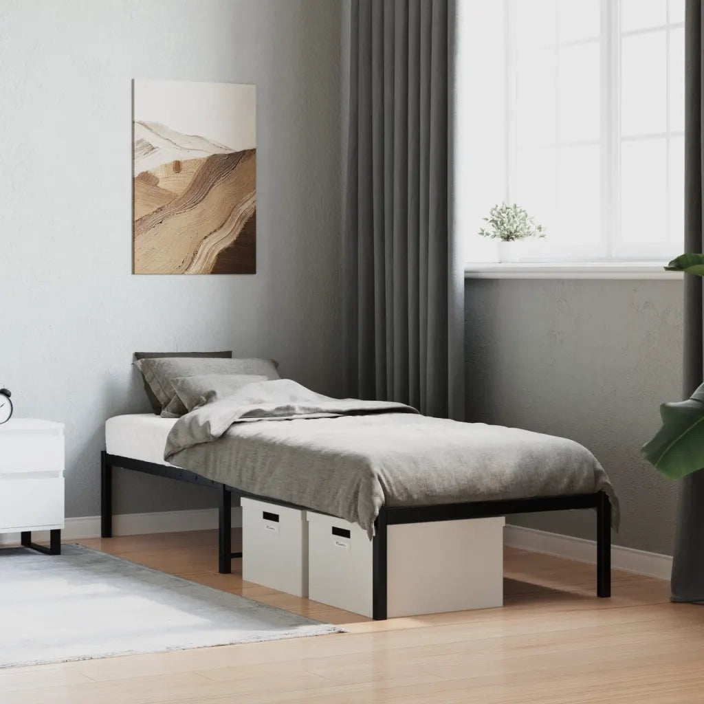 Letto singolo | Letto per adulti | Giroletto in Metallo Nero 80x200 cm
