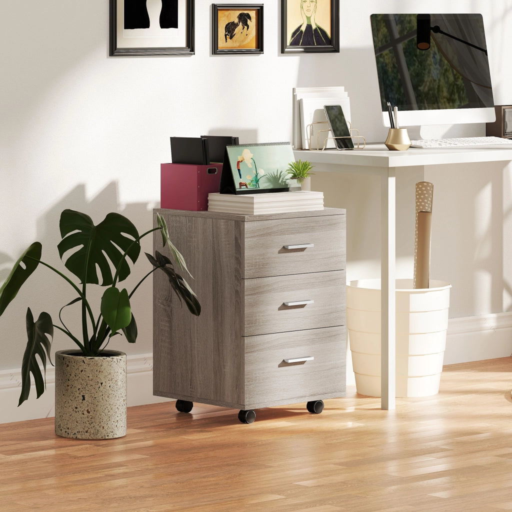 Scrivania con cassettiera a rotelle ¨C zephmum ¨C grigio 40x40x61,5 cm