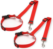 Cinturone per cani, cinturone per cani, supporto per la testa per animali domestici, cuscini di nylon elastico regolabili, cinghia elastica, set da 2 (rosso)