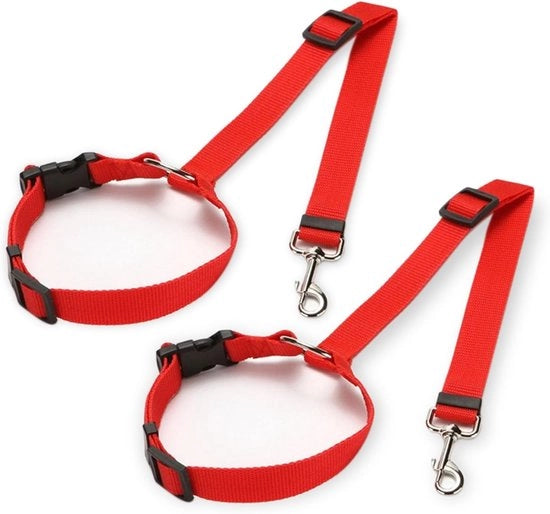 Cinturone per cani, cinturone per cani, supporto per la testa per animali domestici, cuscini di nylon elastico regolabili, cinghia elastica, set da 2 (rosso)