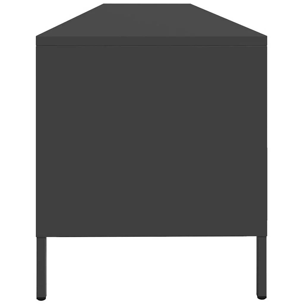 Mobile porta TV moderno nero con ampio spazio contenitivo 202 x 39 x 43 cm realizzato in acciaio laminato a freddo nero 02_0055638