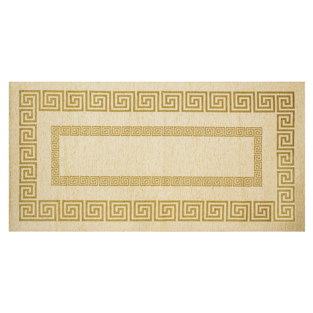 Tappeto Arredo Moderno Morbido in Ciniglia Ingresso Antiscivolo Prodotto Italiano  Soggiorno Camera Salotto Disegni Piazzati Cotone Varie Misure Grande Atena/Champagne - 65x115 cm