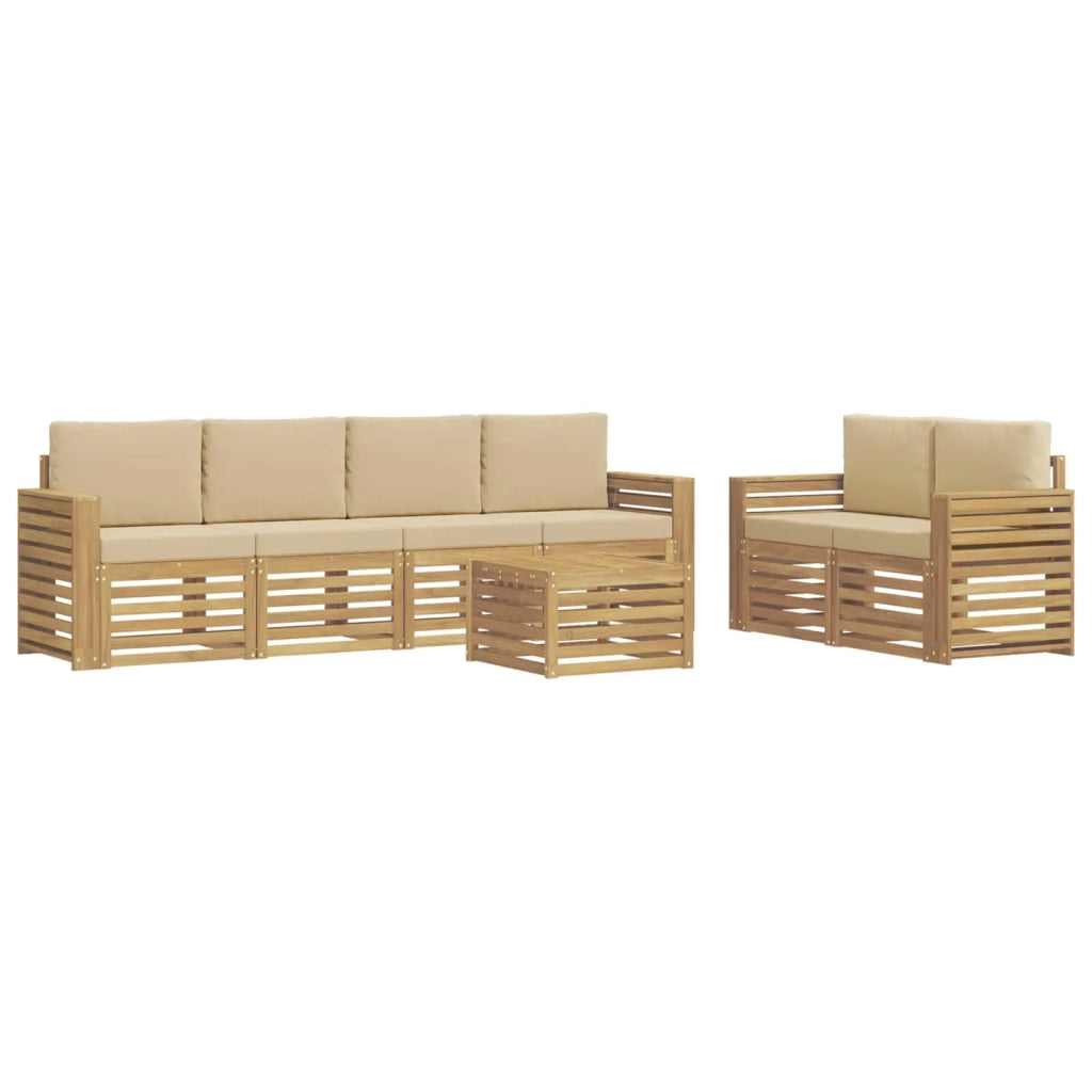 Set di divani da esterno 7 pcs Bianco e Beige Poliestere 3391443