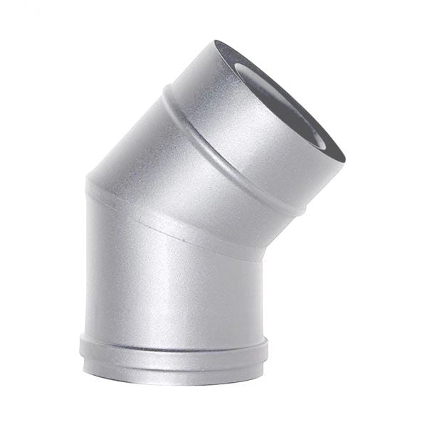 Canna fumaria tubo coassiale INOX curva 45 D. 80/130  CE stufa pellet  Made in Italy