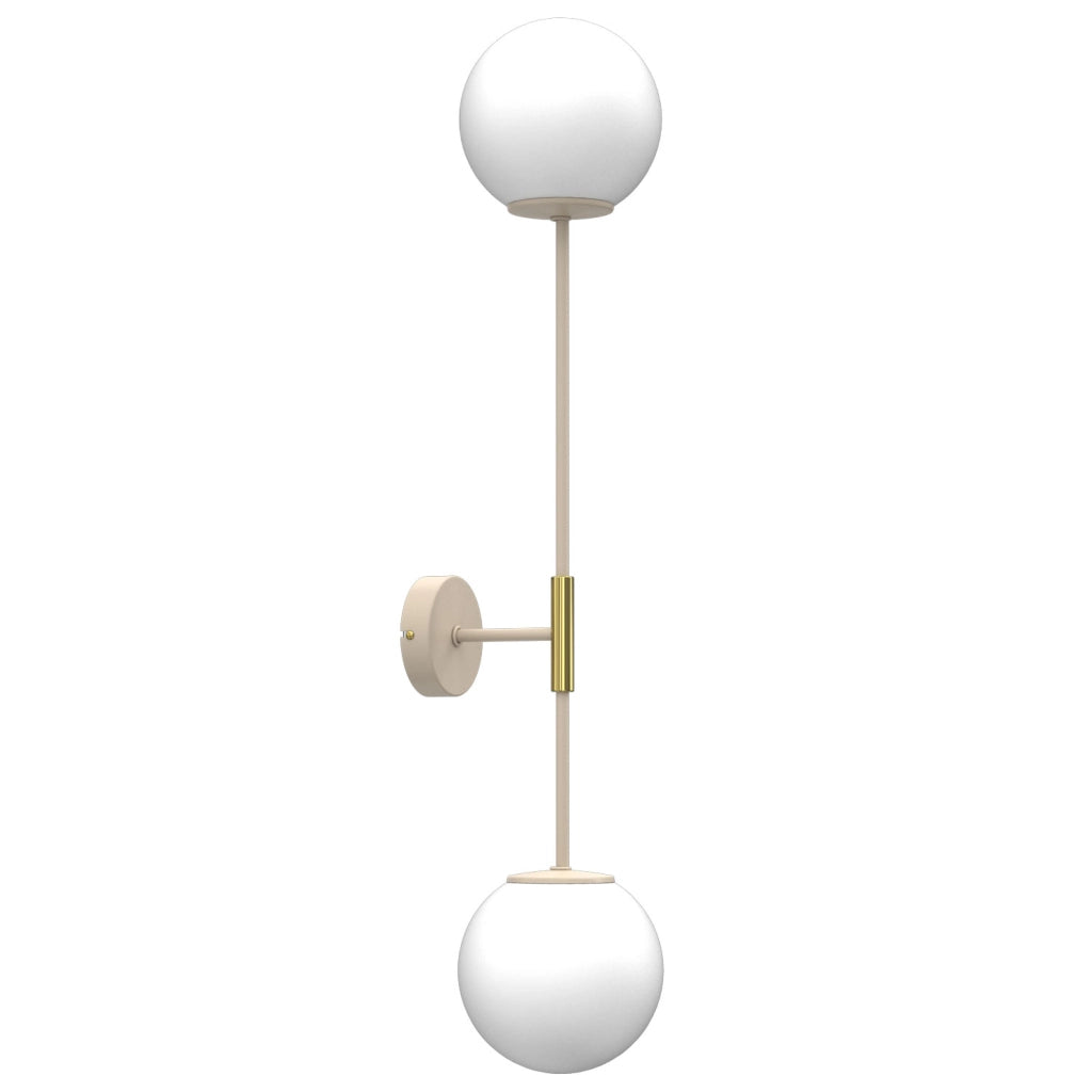 Applique Glame 2xE27 beige oro metallo sfere bianche