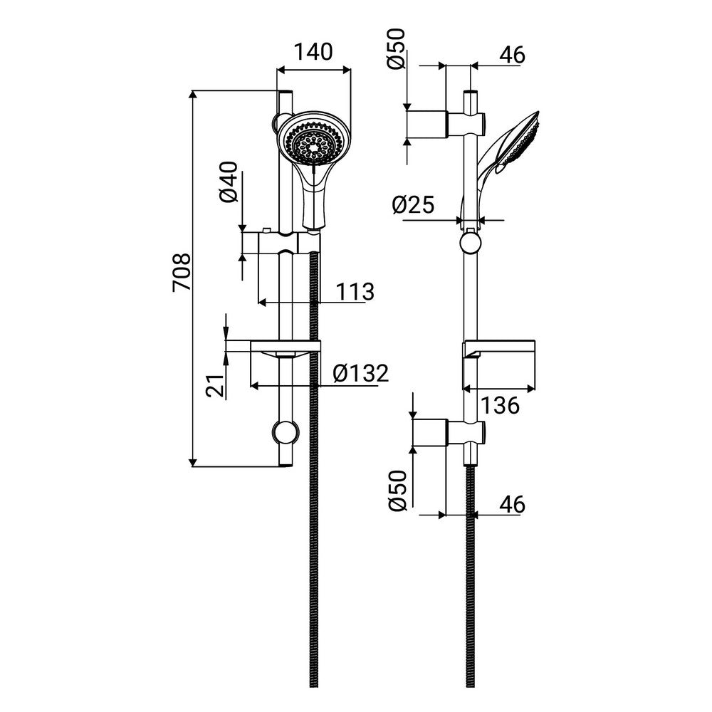 Saliscendi Ginepro cromato con 2 supporti regolabili