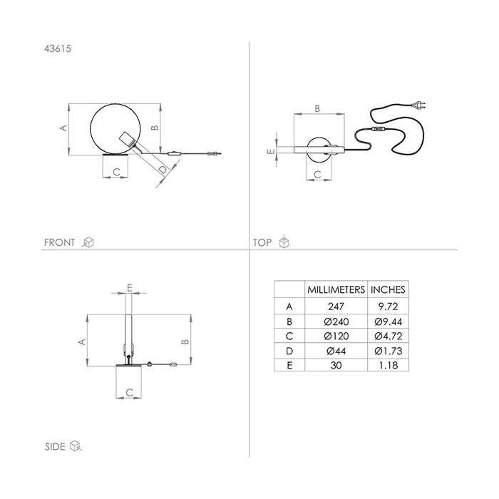 Lampada Da Scrivania Moderna Frijolas 1 Luce Acciaio Nero