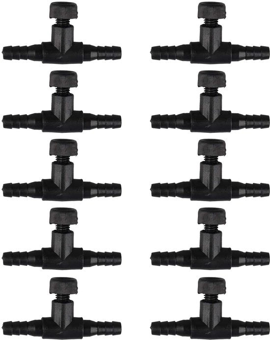 Kit di pompe aereazione per acquario - 10 pezzi - connettore in plastica - nero - diametro 4,7 mm