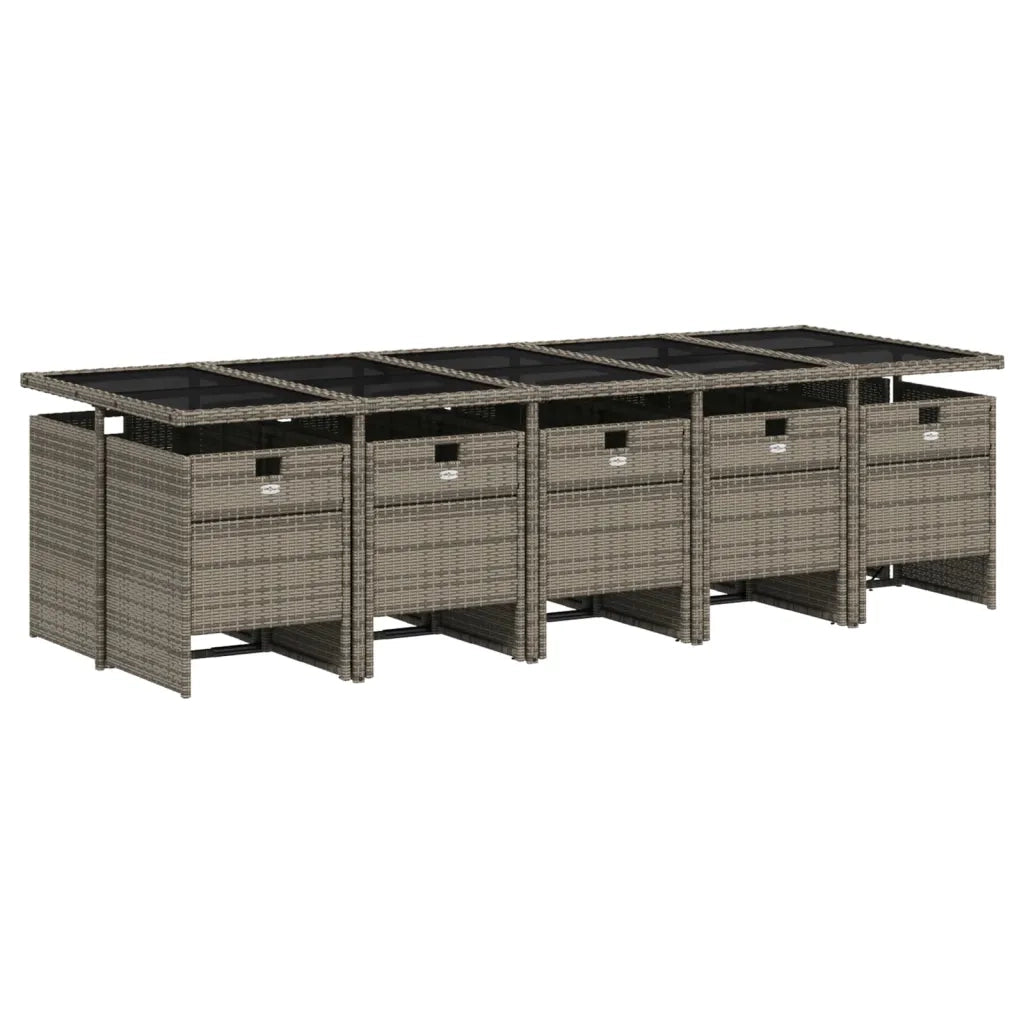 Set da pranzo da giardino da 11 pz con Cuscini in Polyrattan Grigio 3277704