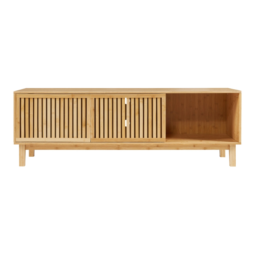 Mobile TV Ypäjä con Ante Scorrevoli 150x42x50 cm Bambù Naturale [en.casa]