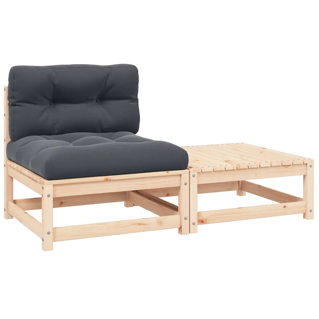 Salotto da Giardino-Set Divani da Giardino 2 pz con Cuscini Legno Massello Pino