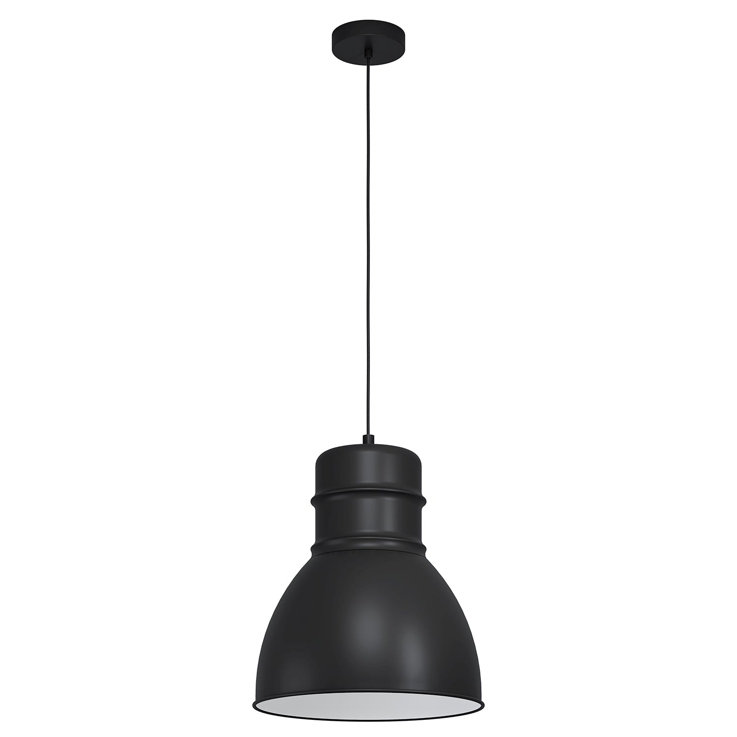 Lampadario A Sospensione Vintage Ebury Acciaio Nero Bianco 1 Luce E27