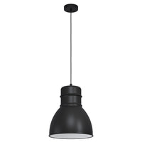 Lampadario A Sospensione Vintage Ebury Acciaio Nero Bianco 1 Luce E27