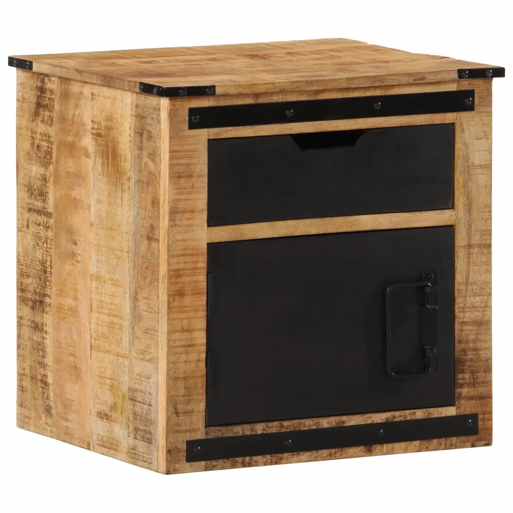 Comodino | Armadio da Notte | Mobiletto da notte 45x40x45 cm in Legno Massello di Mango