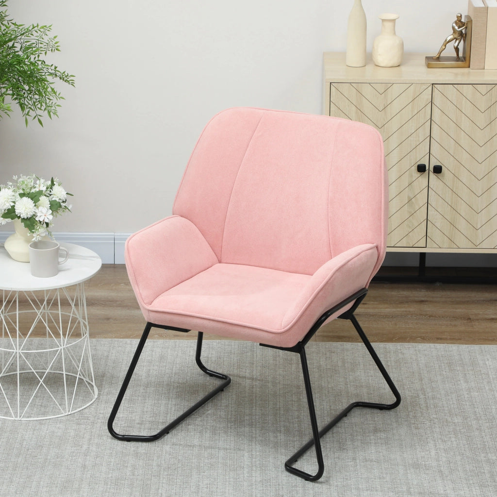 Poltrona imbottita in velluto ¨C zephmum ¨C rosa con gambe in metallo