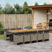 Set da Pranzo da Giardino 11pz con Cuscini in Polyrattan Grigio 3210578