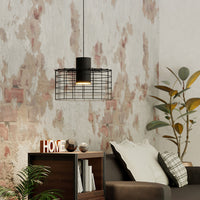 Lampadario Industrial Milligan Medio 1 Luce Acciaio Nero E Bianco