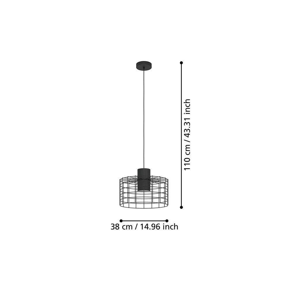 Lampadario Industrial Milligan Medio 1 Luce Acciaio Nero E Bianco