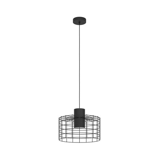 Lampadario Industrial Milligan Medio 1 Luce Acciaio Nero E Bianco