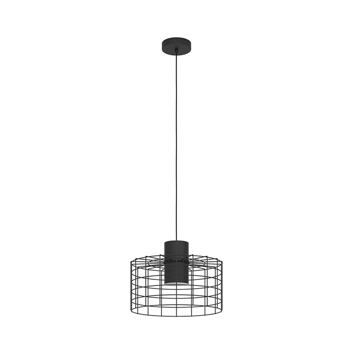 Lampadario Industrial Milligan Medio 1 Luce Acciaio Nero E Bianco