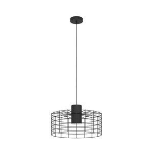 Lampadario Industrial Milligan Grande 1 Luce Acciaio Nero E Bianco