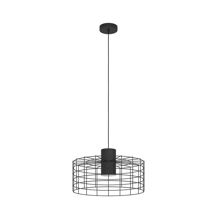Lampadario Industrial Milligan Grande 1 Luce Acciaio Nero E Bianco