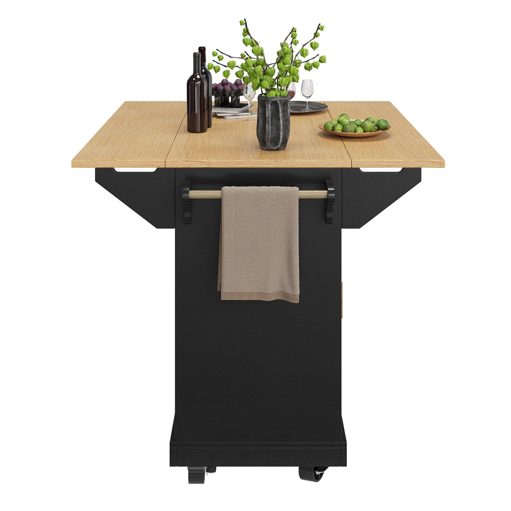 Buffet da Cucina con Ruote ¨C MINIMAL ¨C Nero/Bianco, 2 Ante, 3 Cassetti, 120x40x95 cm