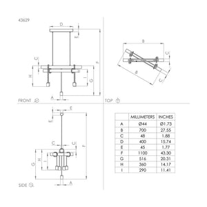 Lampadario Industrial Townshend 5 Luci Metallo Nero E Marrone