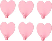 Haken Autoadesivi - 6 pezzi - Hanger a forma di cuore - Hanger per creatività - Super resistenti - Resistenti all'acqua - per cucina e bagno - Hanger per asciugamani - Hanger per parete - rosa