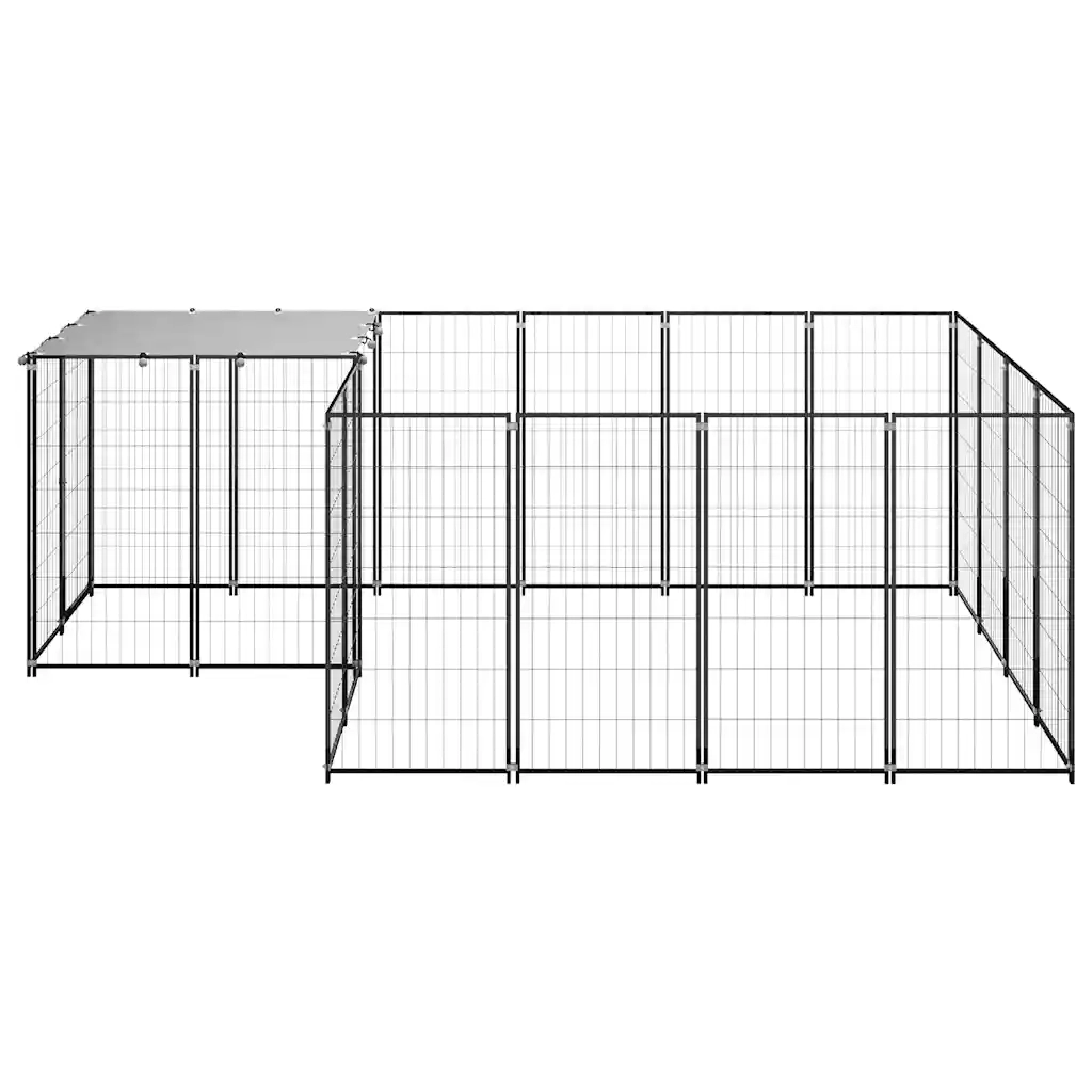 Gabbia per Cani Nera 6,05 m² in Acciaio 3082205