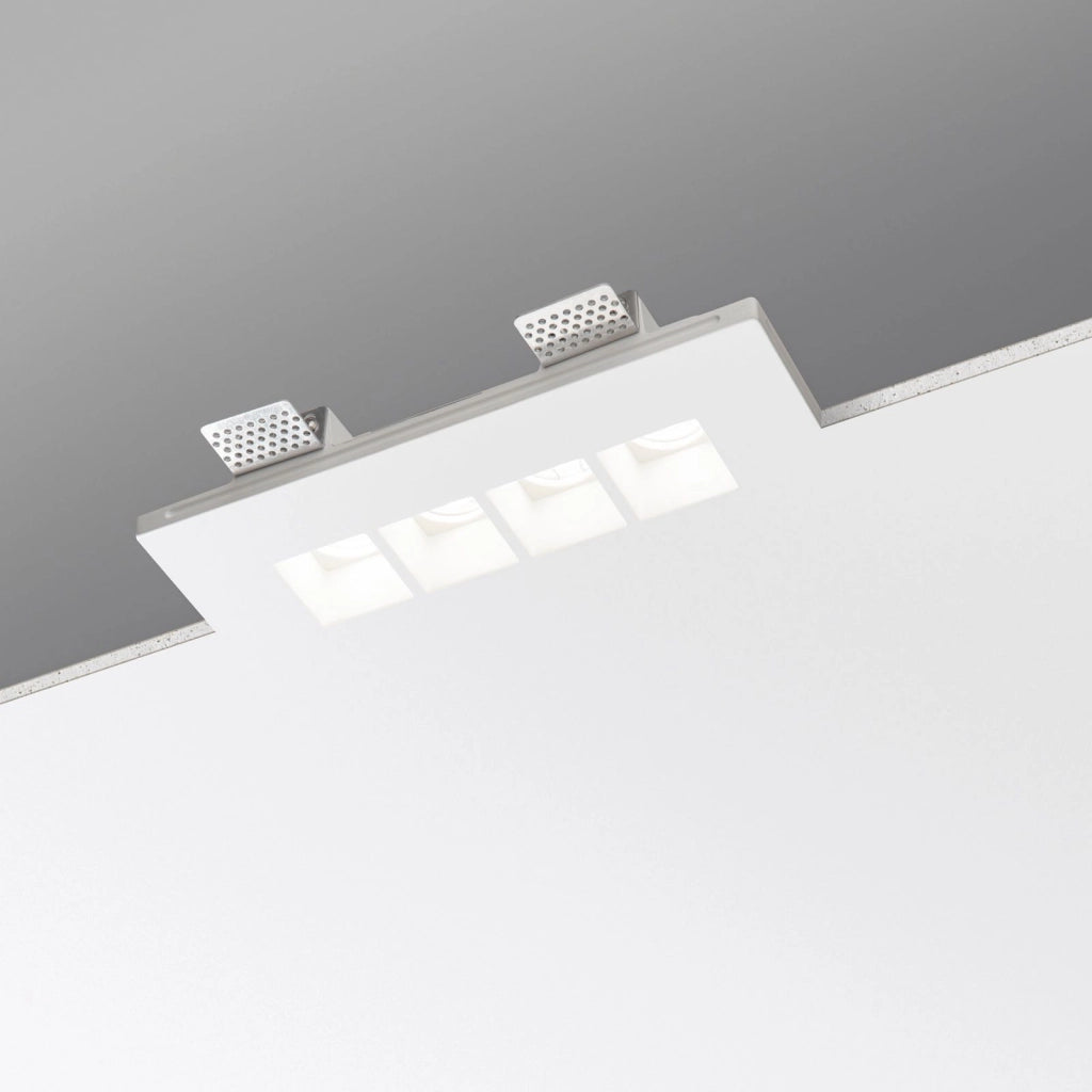 INCASSO HIVE BIANCO 4 LUCI ATTACCO GU10 MINI 27X12X4,5CM IN GESSO VERNICIABILE