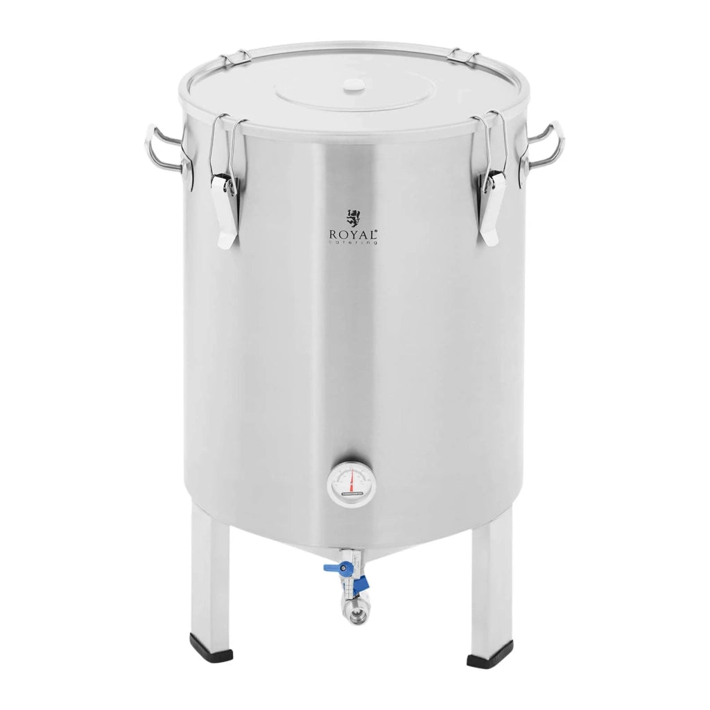 Serbatoio di fermentazione conico per fermentatore di birra in acciaio inossidabile (60 litri, intervallo di temperatura: 0-40 °C, termometro: °C / °F, doppio sistema di evacuazione) 14_0004607