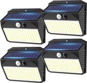 Lampade Solari per Esterno con Sensore di Movimento - Set da 4 pezzi - 150 led - 3 Modalità - IP65 - Per Giardino Scale Garage