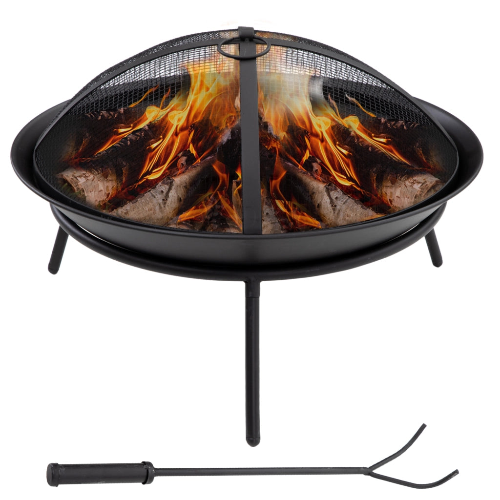 Brasero da esterno con coperchio e attizzatoio ¨C zephmum ¨C nero ?47x33 cm