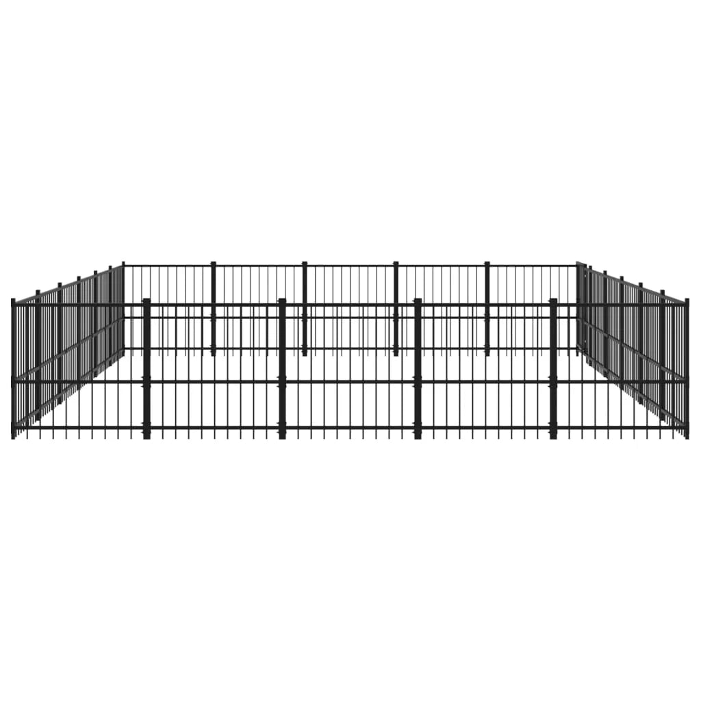 Gabbia per cuccia recinto per animali da esterno per cani in acciaio 28,23 m² nero 02_0041828