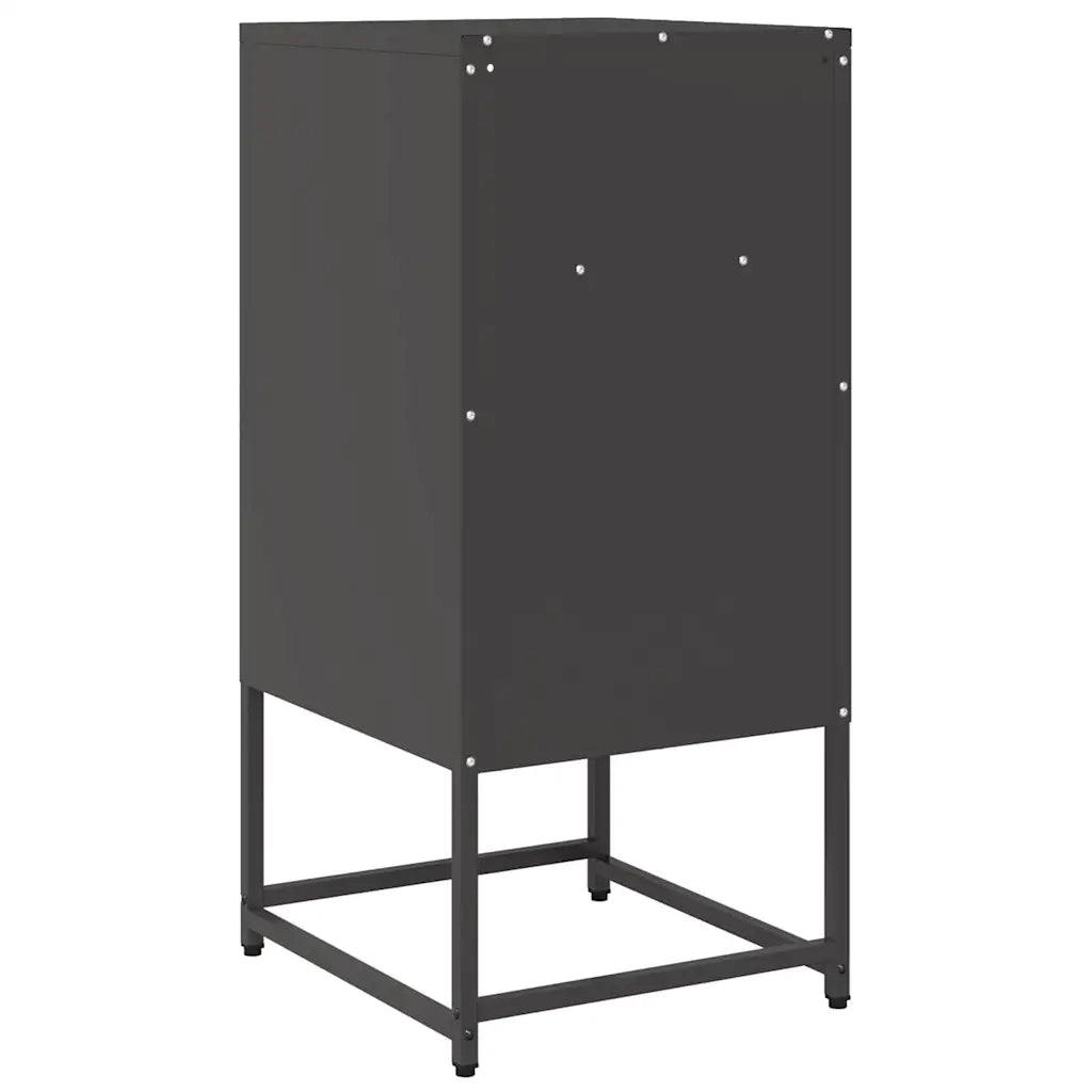 Comodino-Tavolino da notte Nero 36x39x78 cm in Acciaio Laminato a Freddo