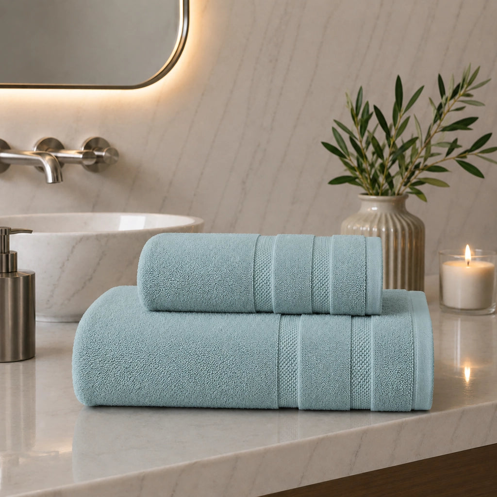 Saleneba, Telo Bagno set di 2 Asciugamano Viso 60x110 cm Asciugamano Ospite 40x60 cm, Verde Menta