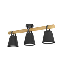 Plafoniera Industrial Boyle 3 Luci Metallo Nero E Marrone
