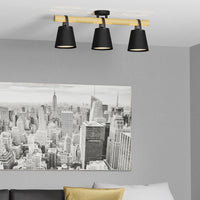 Plafoniera Industrial Boyle 3 Luci Metallo Nero E Marrone