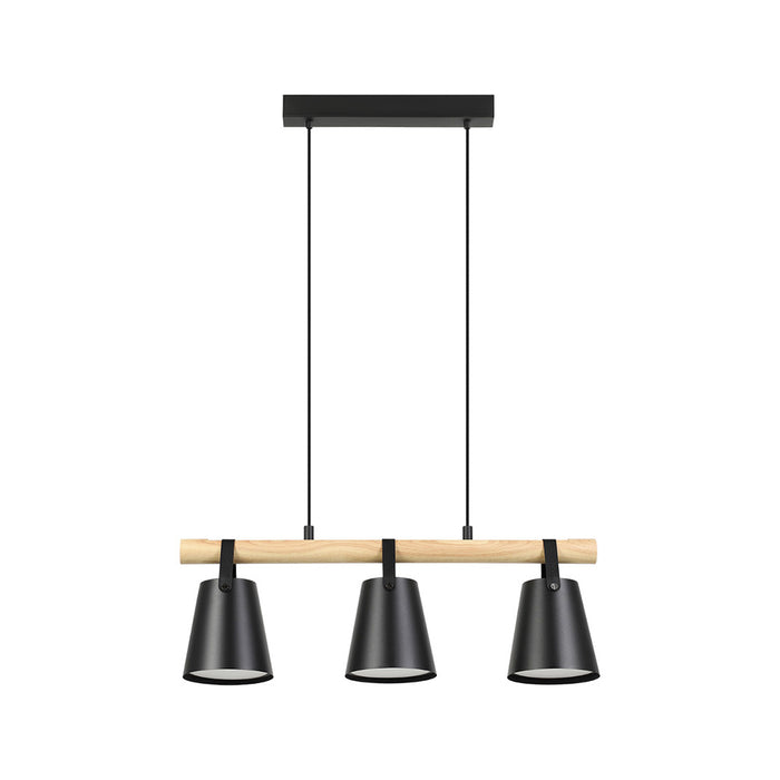 Lampadario Industrial Boyle 3 Luci Metallo Nero E Marrone