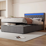 letto imbottito lino grigio 140 x 200 cm