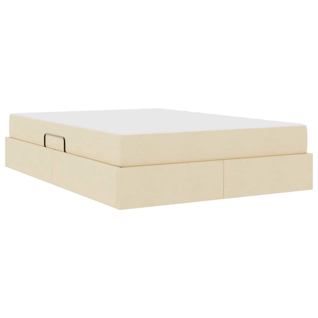 Letto con contenitore e materasso Crema 140 x 200 cm Poliestere