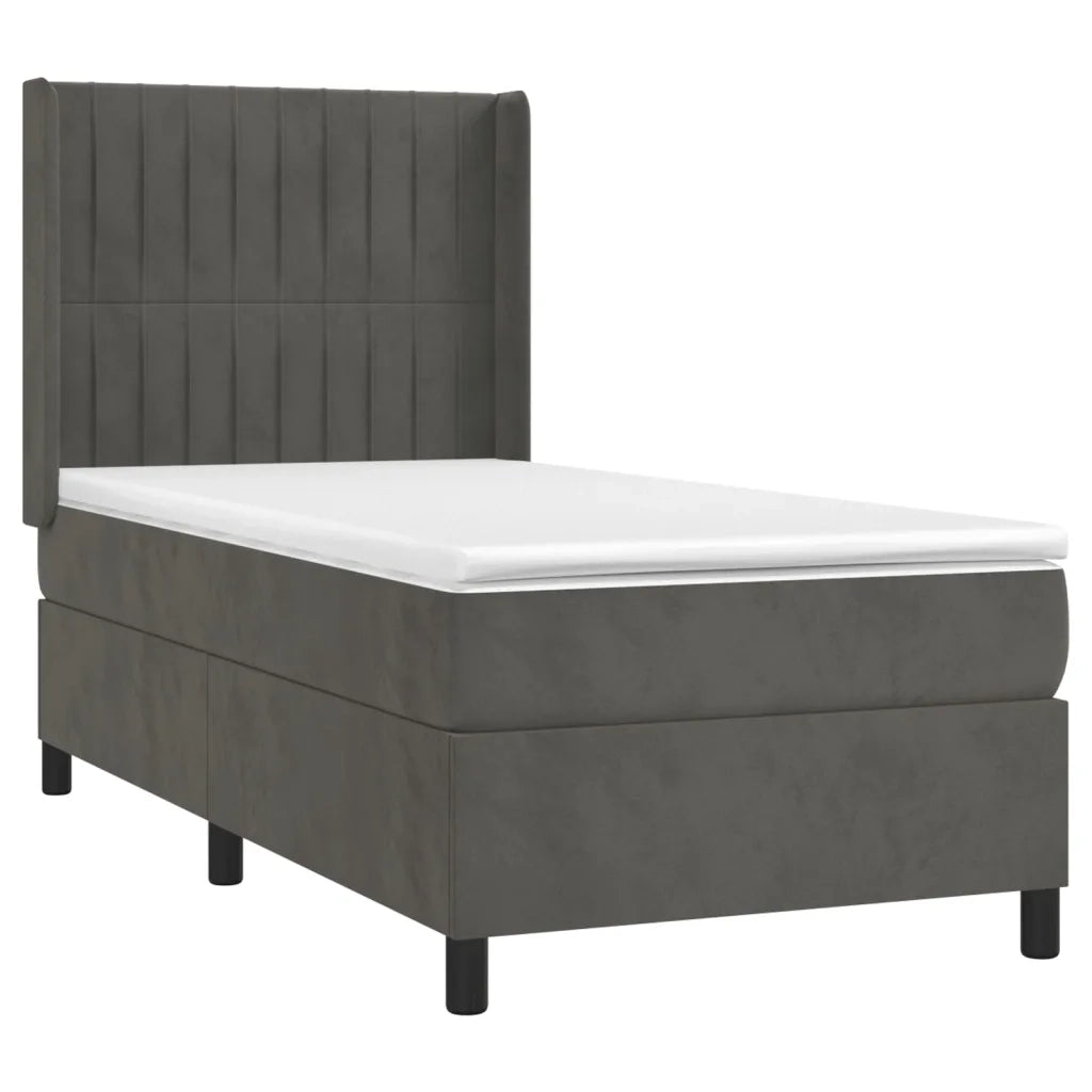 Letto a Molle con Materasso e LED Grigio Scuro 80x200cm Velluto cod mxl 64265