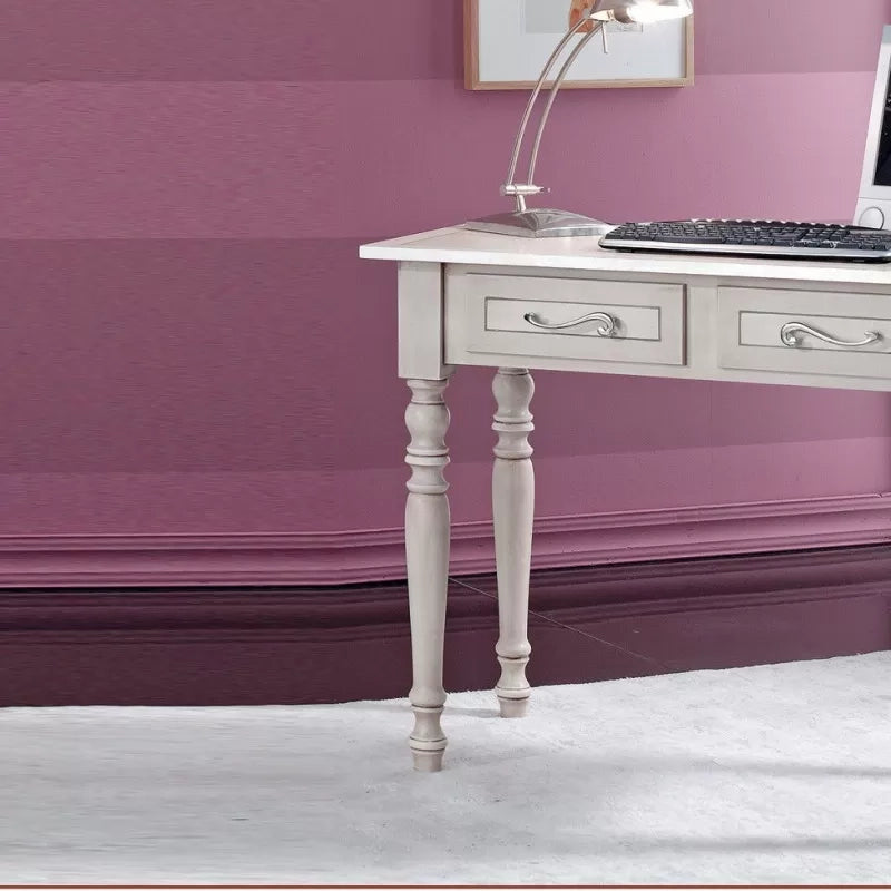 Scrivania arte povera 2 cassetti shabby grigio tortora 105x55x80 (1466) - Mobili 2G