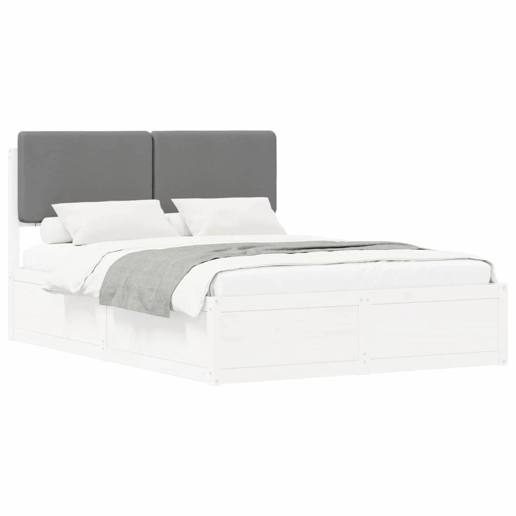 Letto con Testiera Rivestita Grigio chiaro 140 x 190 cm