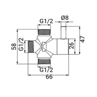 Deviatore con leva in ottone m1/2"-m1/2"-m1/2"