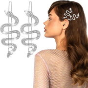 Set di 2 pezzi di accessori per capelli con serpenti in cristallo rhinestone, spille per capelli vintage e serpenti in cristallo minimale per ragazze e donne.
