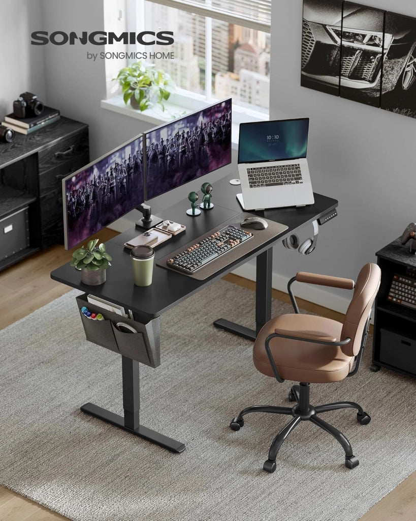SONGMICS Scrivania Regolabile in Altezza Elettrica, 140 x 60 cm, Scrivania Elettrica, Tavolo con Memoria per 4 Altezze, Porta USB-C, Nero Inchiostro LSD134B01