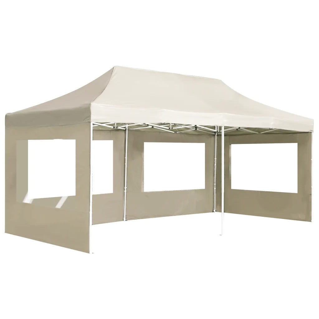 Gazebo Professionale Pieghevole Alluminio con Pareti 6x3m Crema 45506