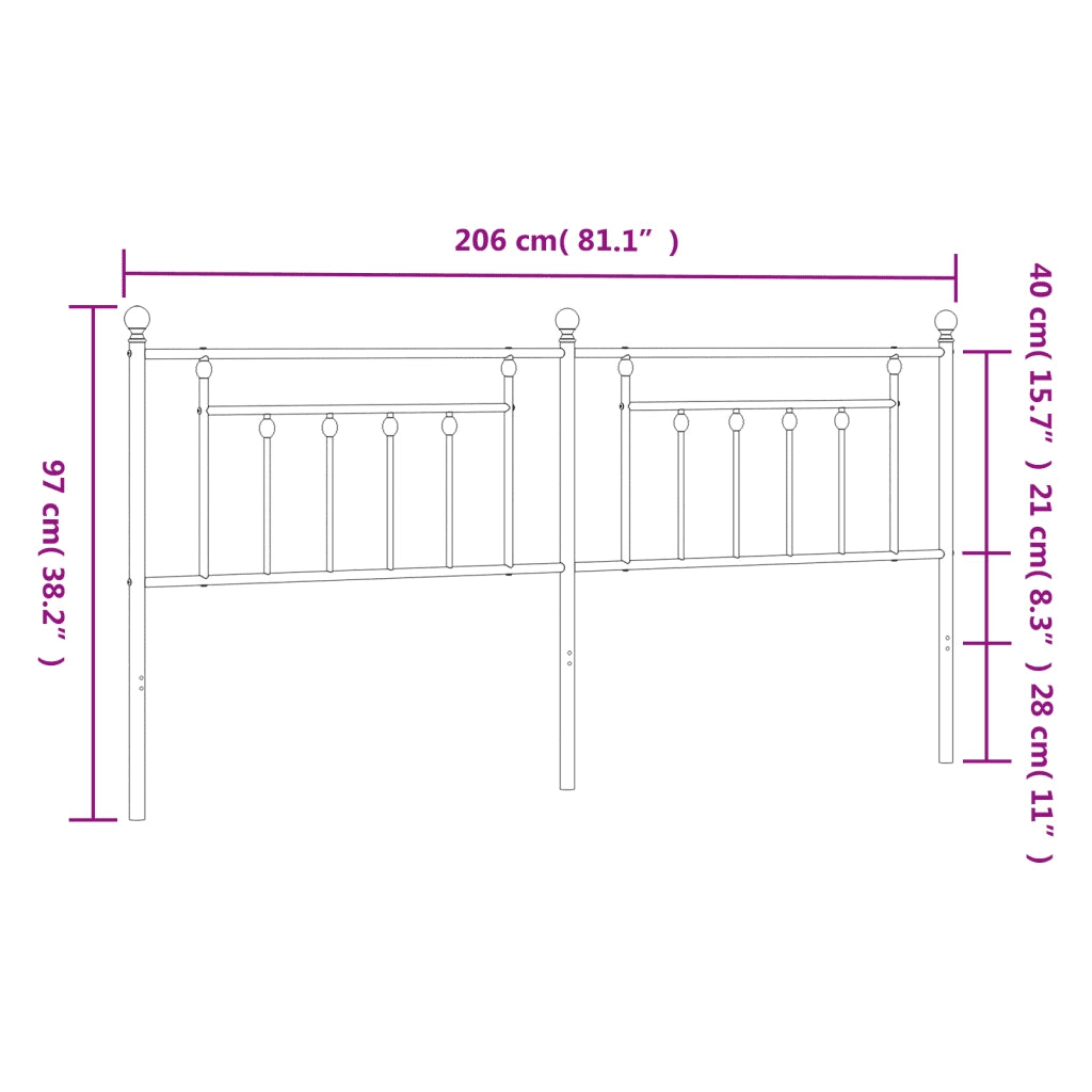 Testiera in Metallo-Testiera in Ferro-Testata Bianco 200 cm 489605